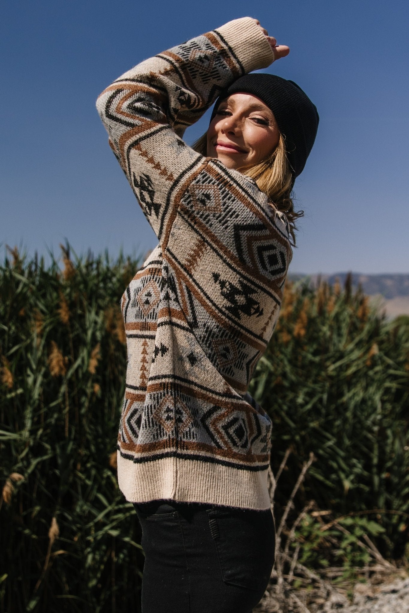 Conrad Knit Sweater | Tan Multi Print