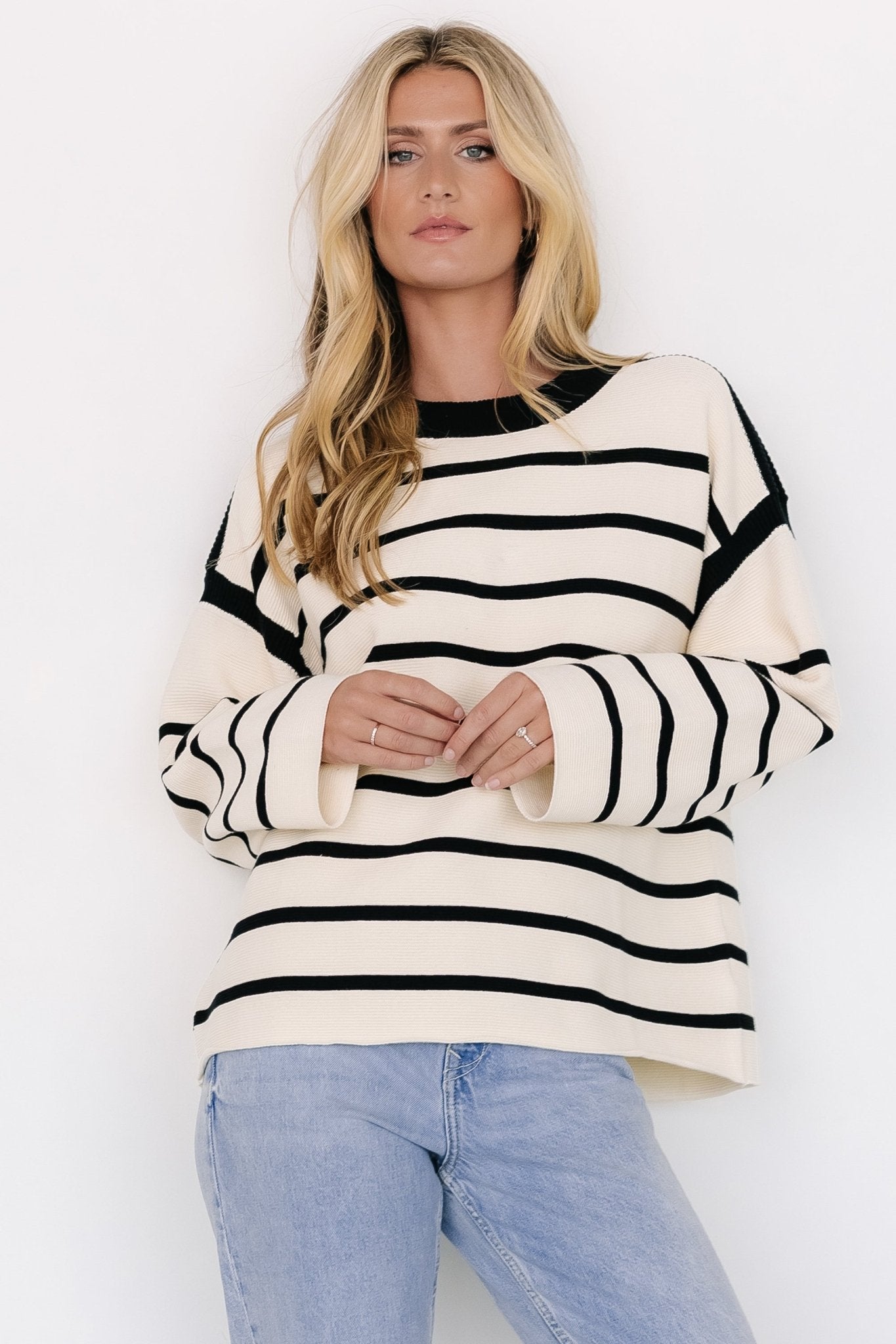 Conway Striped Sweater | Cream + Black