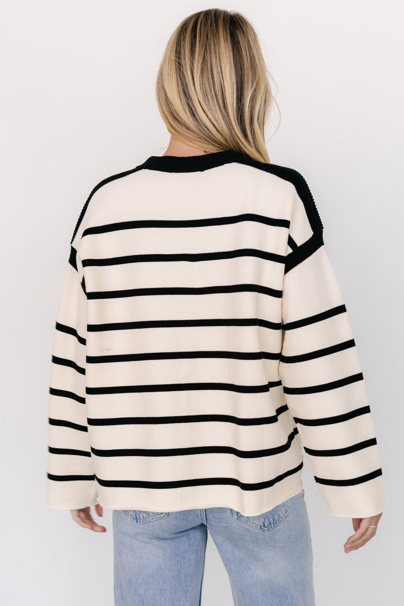 Conway Striped Sweater | Cream + Black