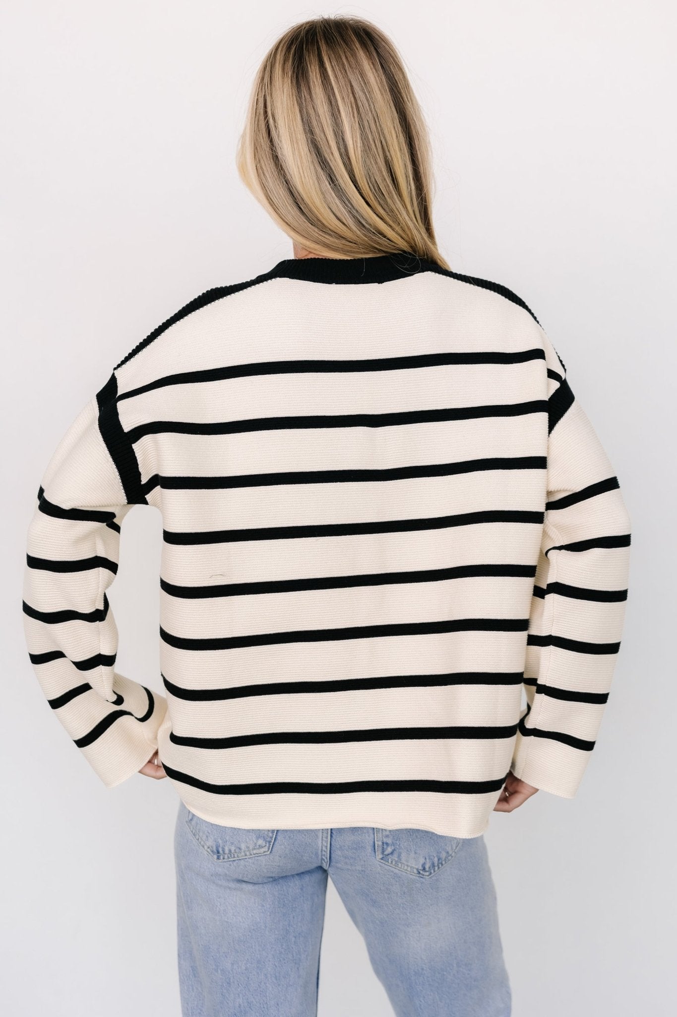 Conway Striped Sweater | Cream + Black