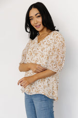 Cordova Top | Cream Multi Floral
