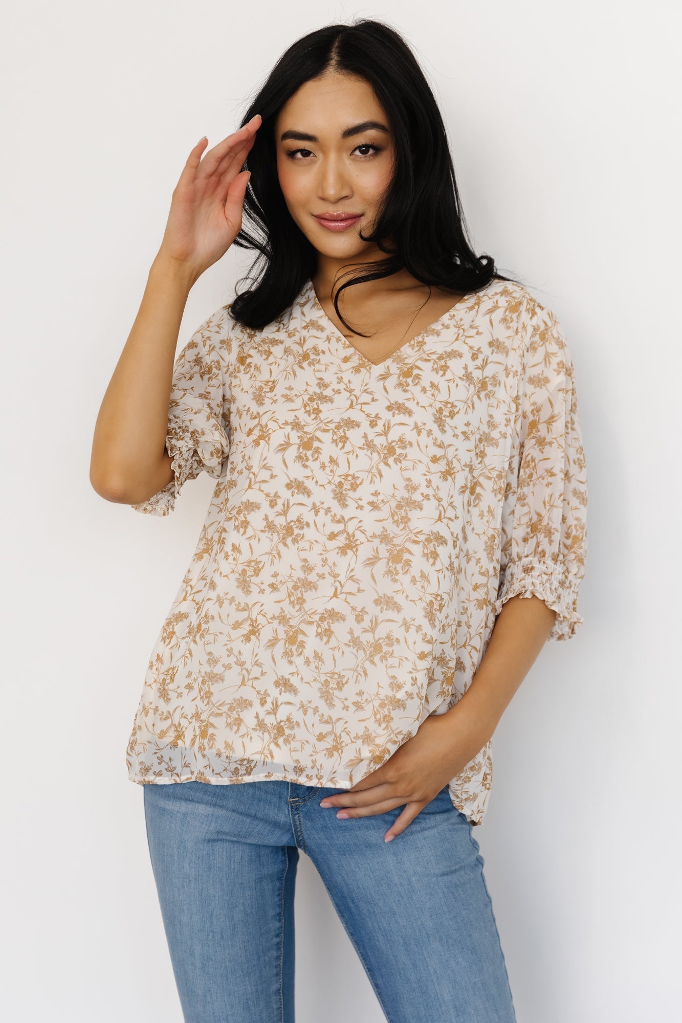 Cordova Top | Cream Multi Floral