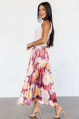Cori Pleated Skirt | Deep Mauve Floral