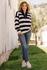 Cornell Half Zip Sweater | Navy + Off White