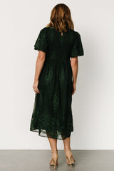 Corrine Embroidered Midi Dress | Emerald