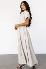 Covey Button Up Maxi Dress | Cream Stripe