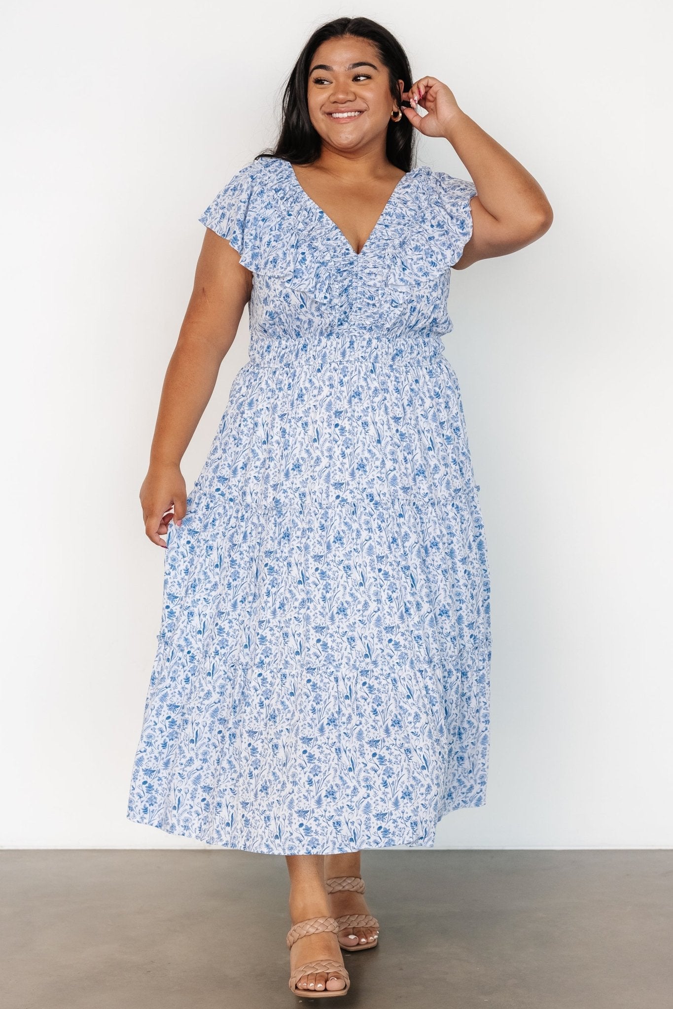 Crete Midi Dress | Blue + White
