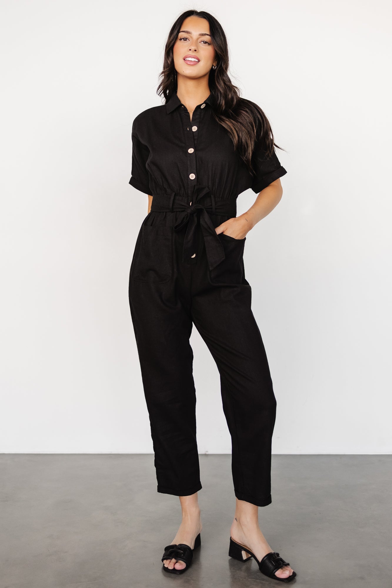 Dallas Button Up Jumpsuit | Black