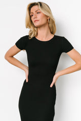 Dana Ribbed Midi Dress | Black