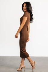 Dana Ribbed Midi Dress | Brown