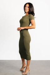 Dana Ribbed Midi Dress | Olive