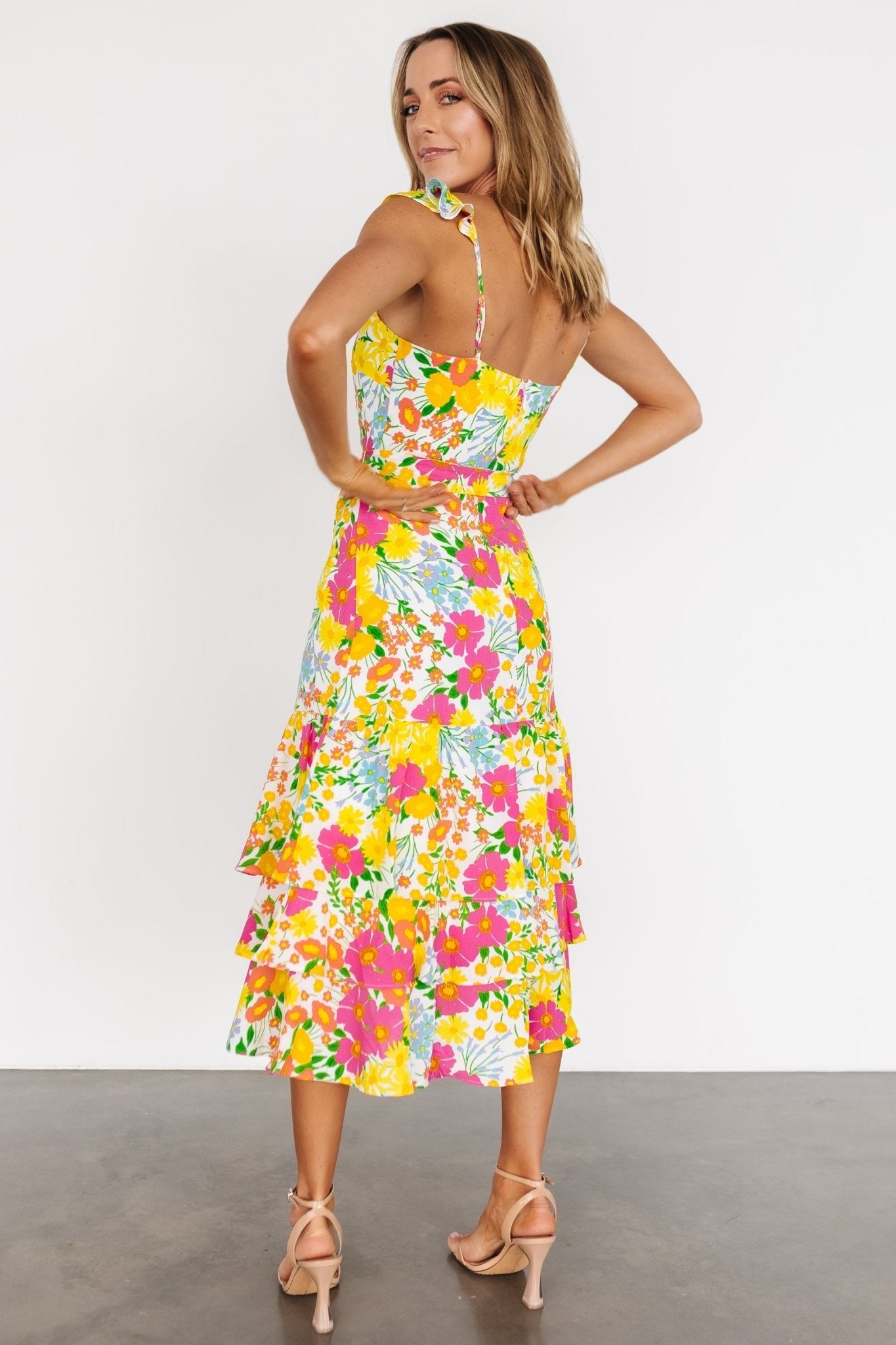 Dani Ruffle Tiered Midi Dress | Multi Floral