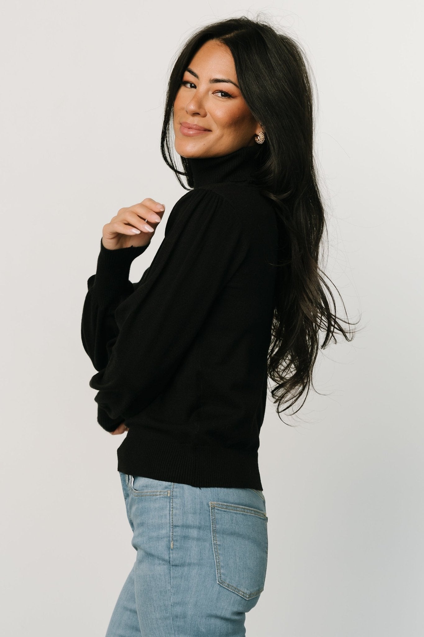 Danica Turtleneck Knit Top | Black