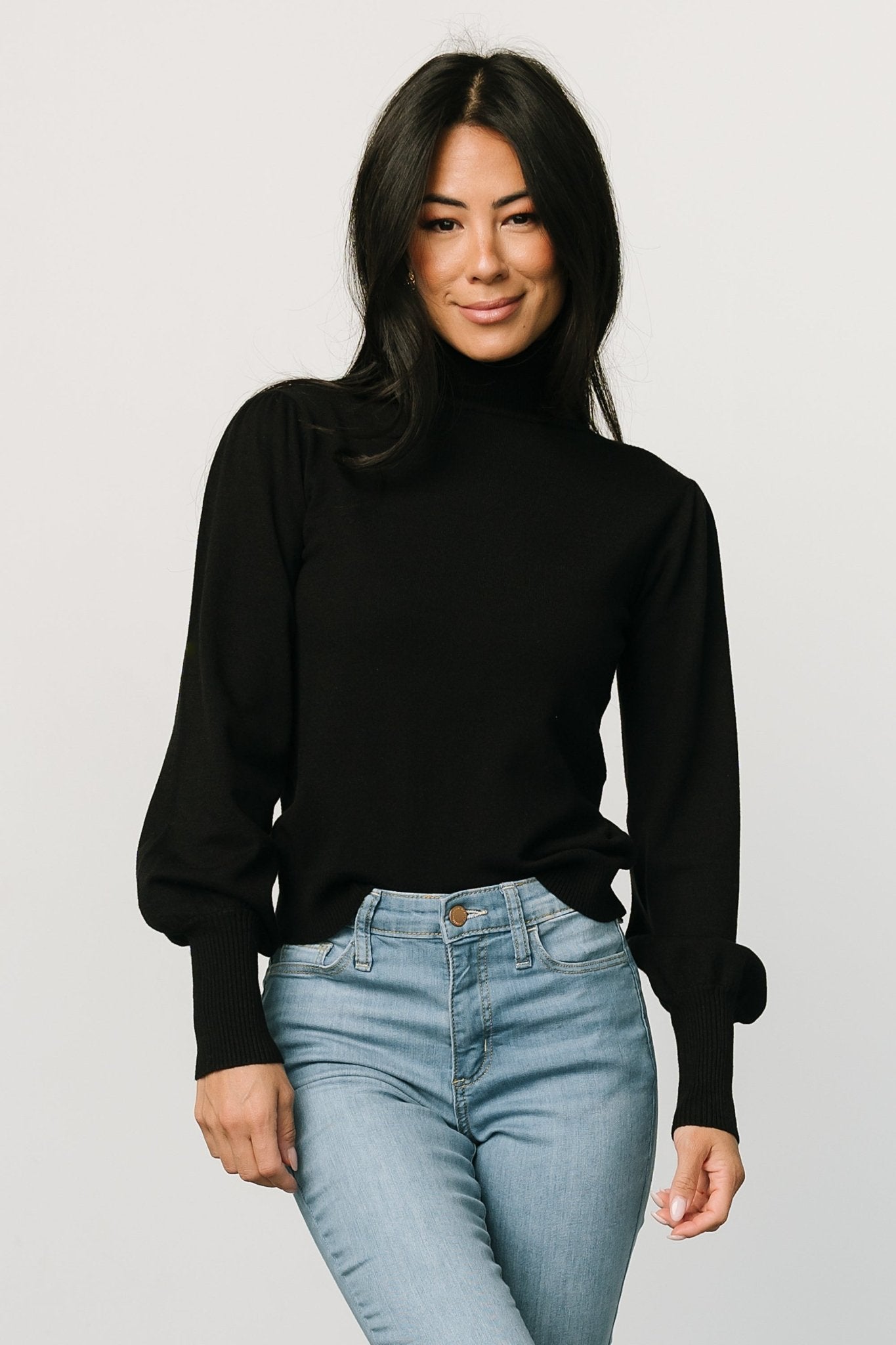Danica Turtleneck Knit Top | Black