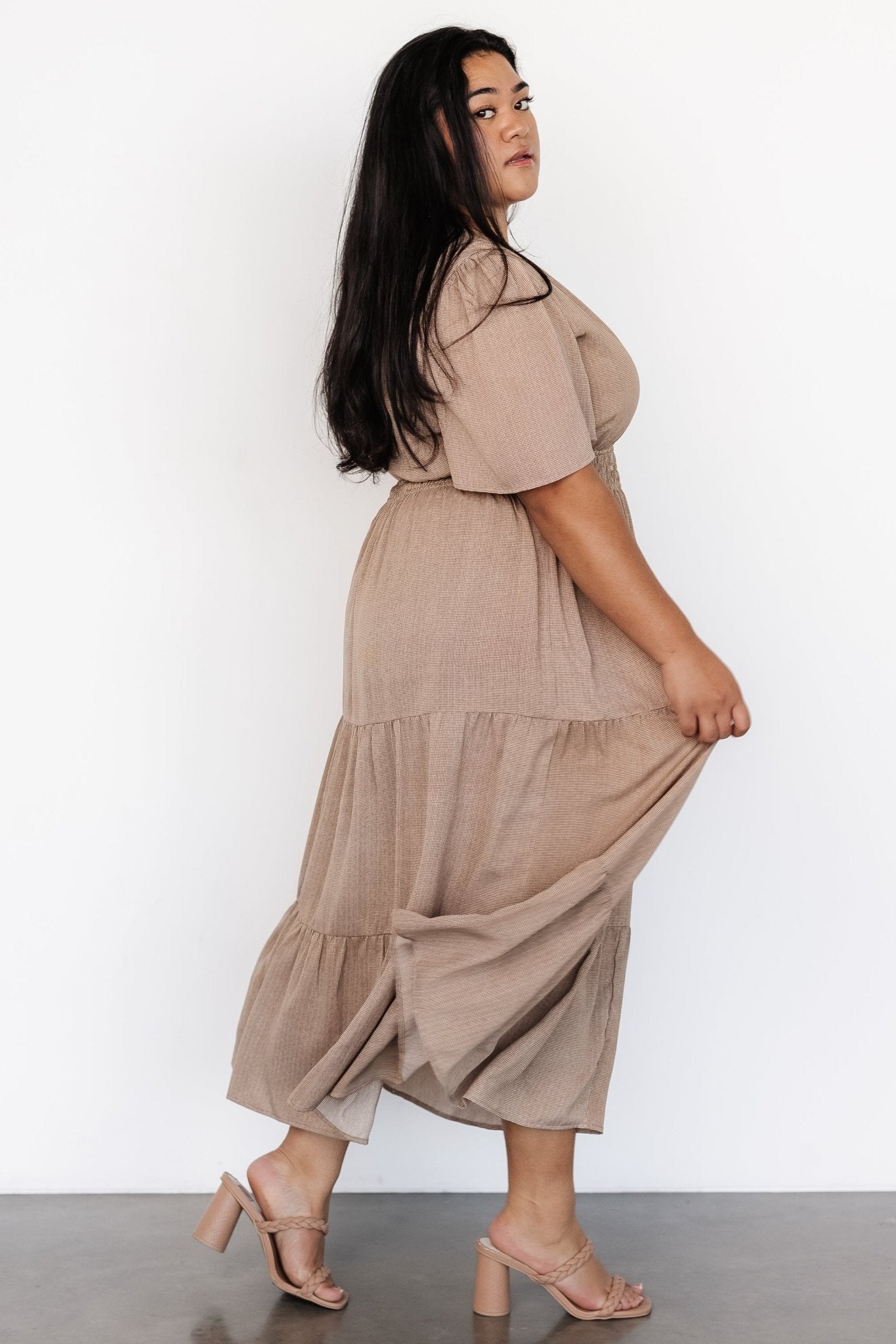 Danielle Tiered Maxi Dress | Brown Print