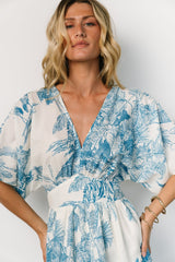 Dara Maxi Dress | Ivory + Blue Print