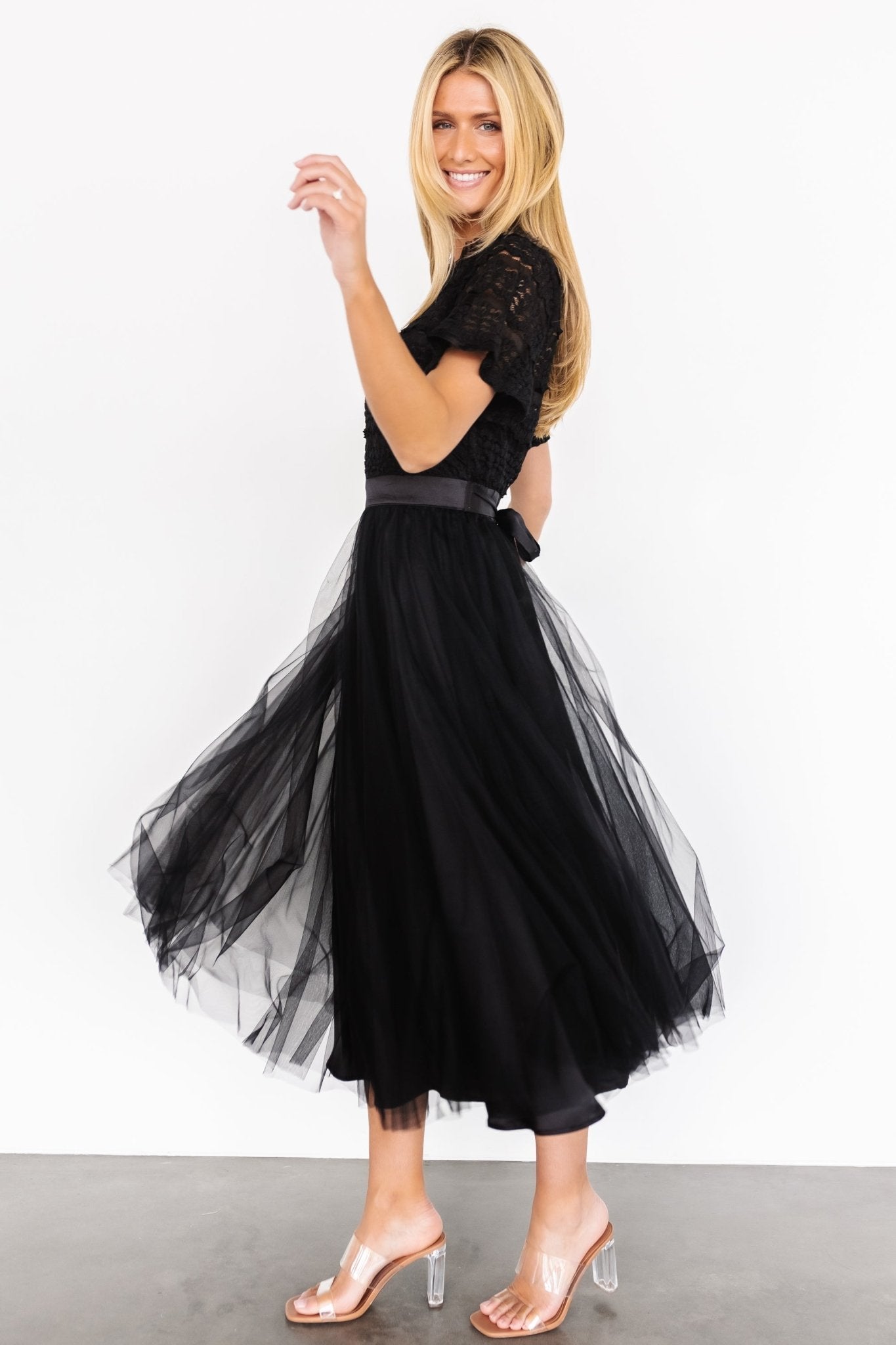 Darcy Tulle Midi Dress | Black