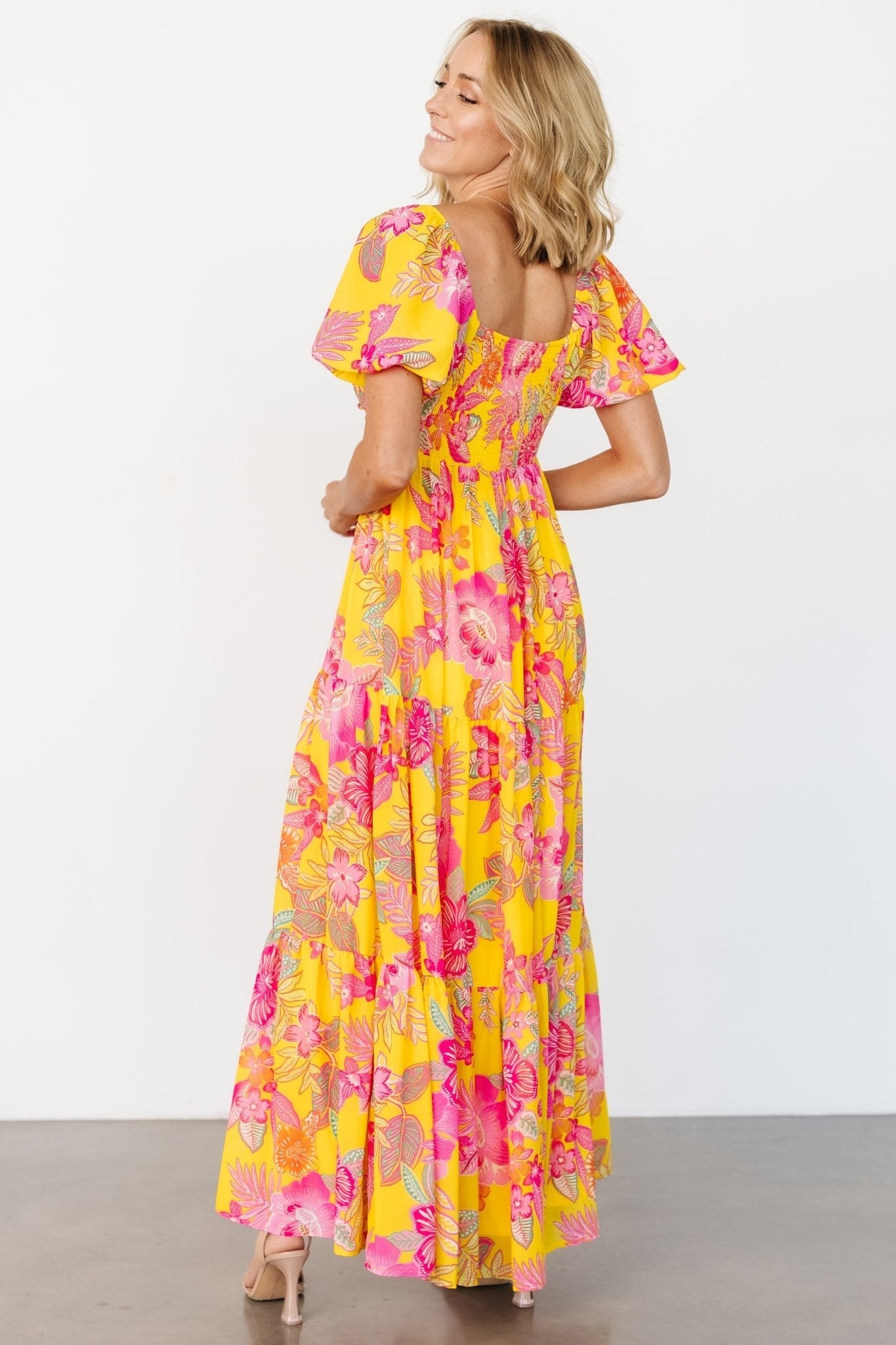 Darla Maxi Dress | Yellow + Pink Floral