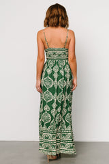 Davinah V Neck Maxi Dress | Green Print