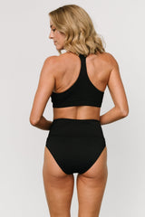 Del Mar Ribbed Bikini Bottom | Black