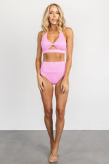 Del Mar Ribbed Bikini Bottom | Pink