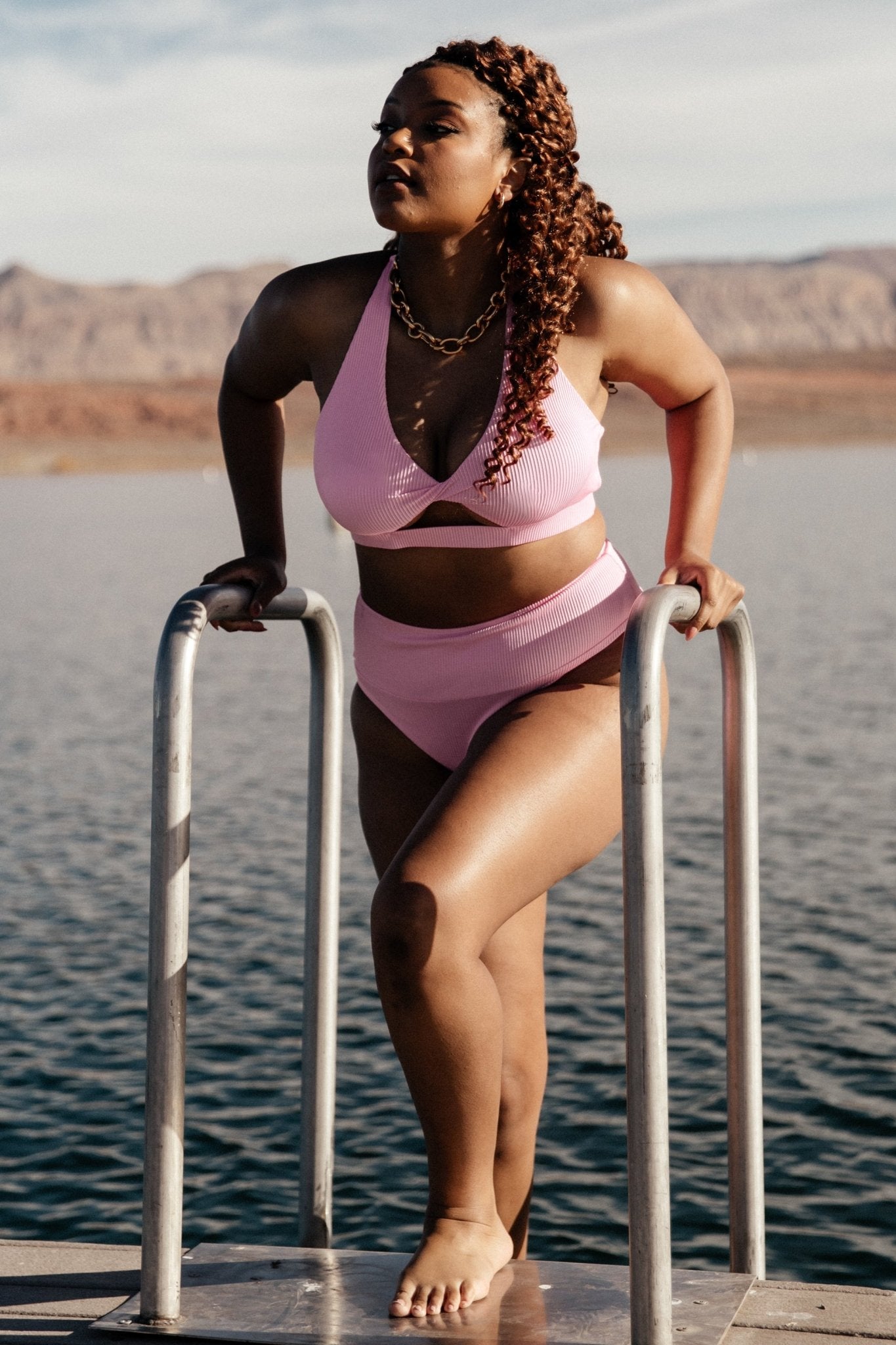 Del Mar Ribbed Bikini Top | Pink