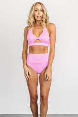 Del Mar Ribbed Bikini Top | Pink