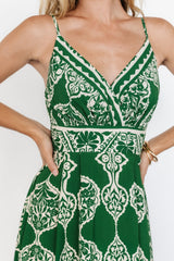 Delia Midi Dress | Green Print