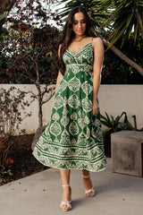 Delia Midi Dress | Green Print