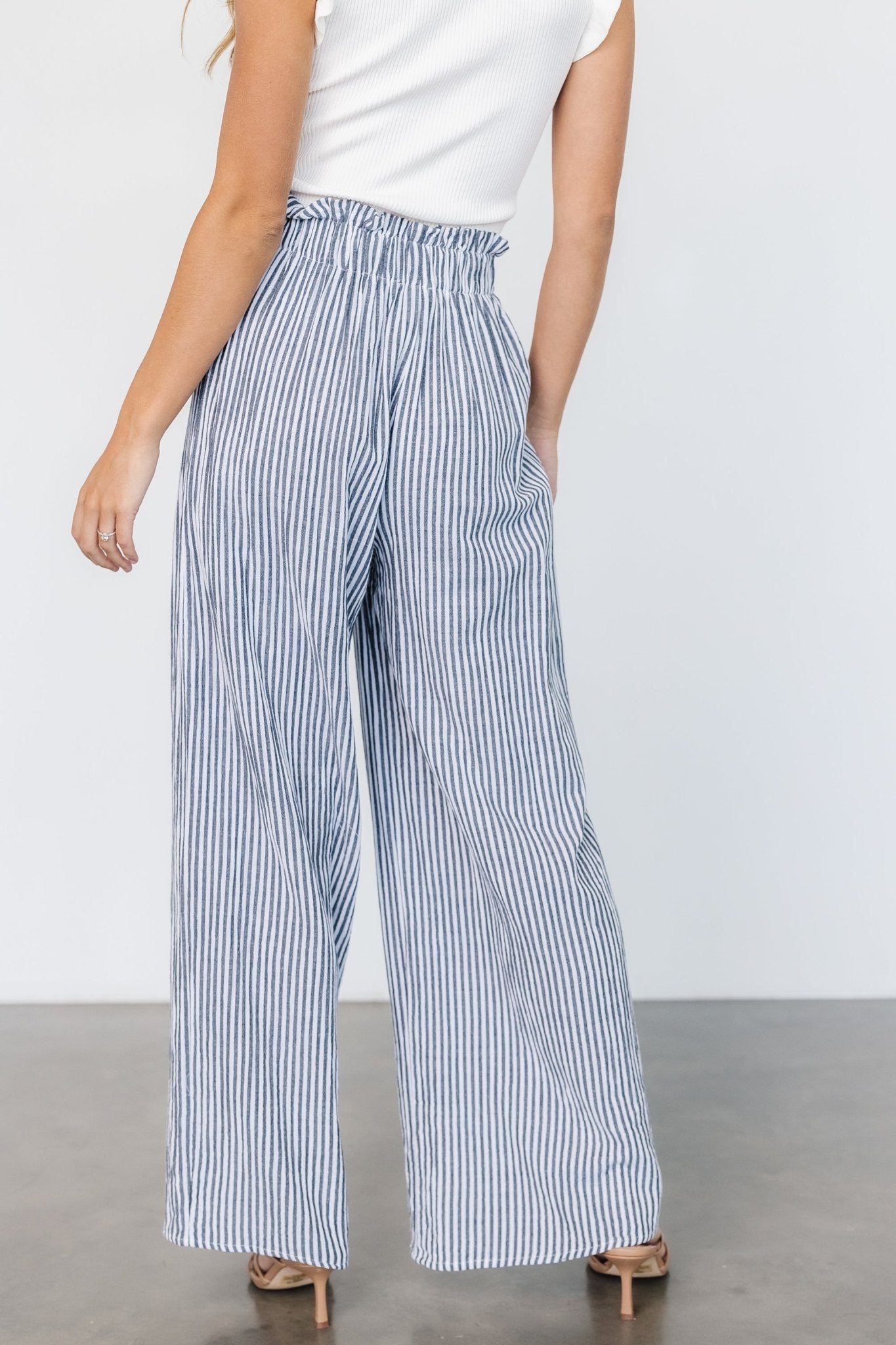 Delphi Wide Leg Pants | Navy Stripe