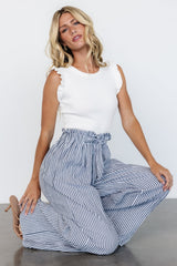 Delphi Wide Leg Pants | Navy Stripe