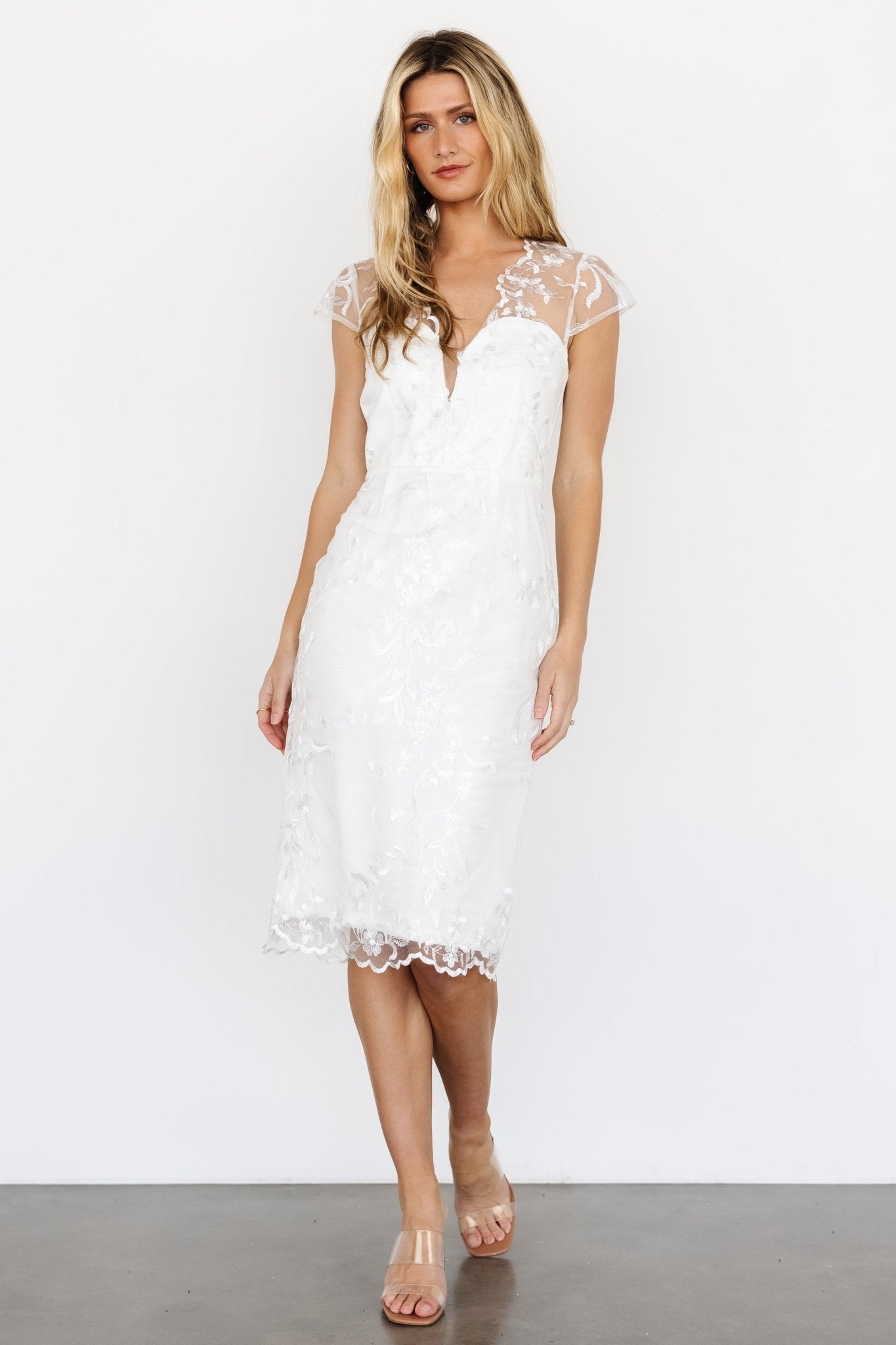 Delphine Applique Midi Dress | Off White