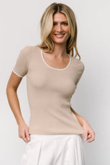 Dena Ribbed Top | Natural + Ivory