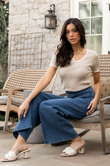 Dena Ribbed Top | Natural + Ivory