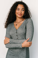 Denver Ribbed Midi Dress | Heathered Jade