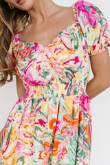 Denzel Puff Sleeve Midi Dress | Multi Floral