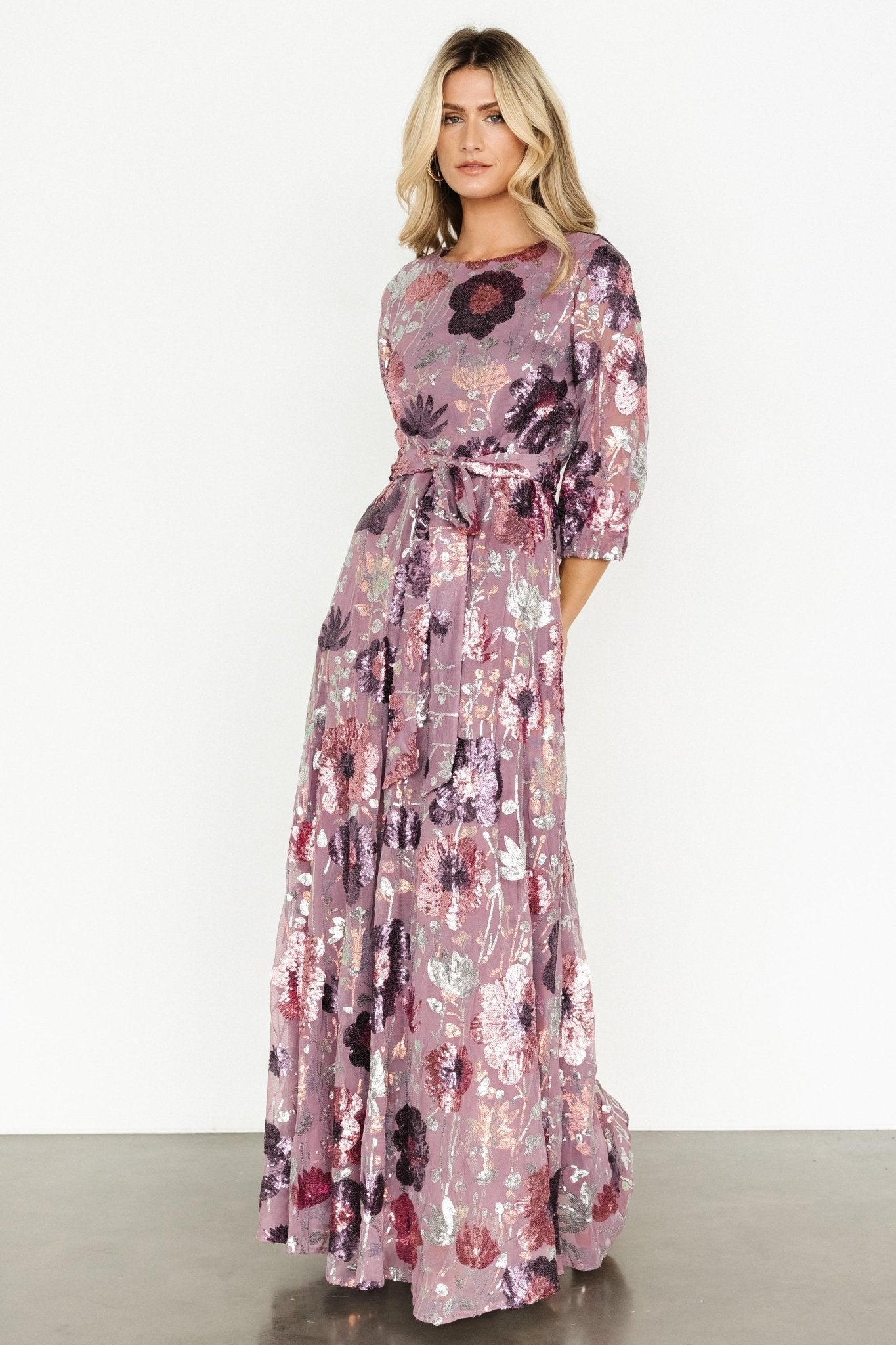 Destiny Sequin Maxi Dress | Lilac Floral
