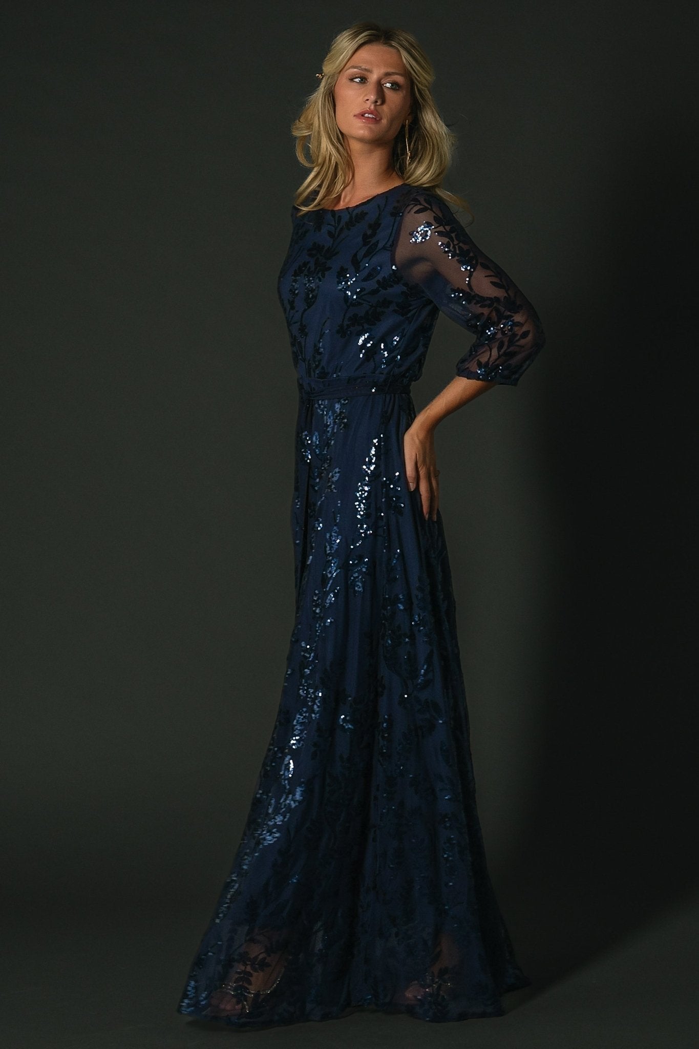 Destiny Sequin Maxi Dress | Navy