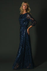 Destiny Sequin Maxi Dress | Navy