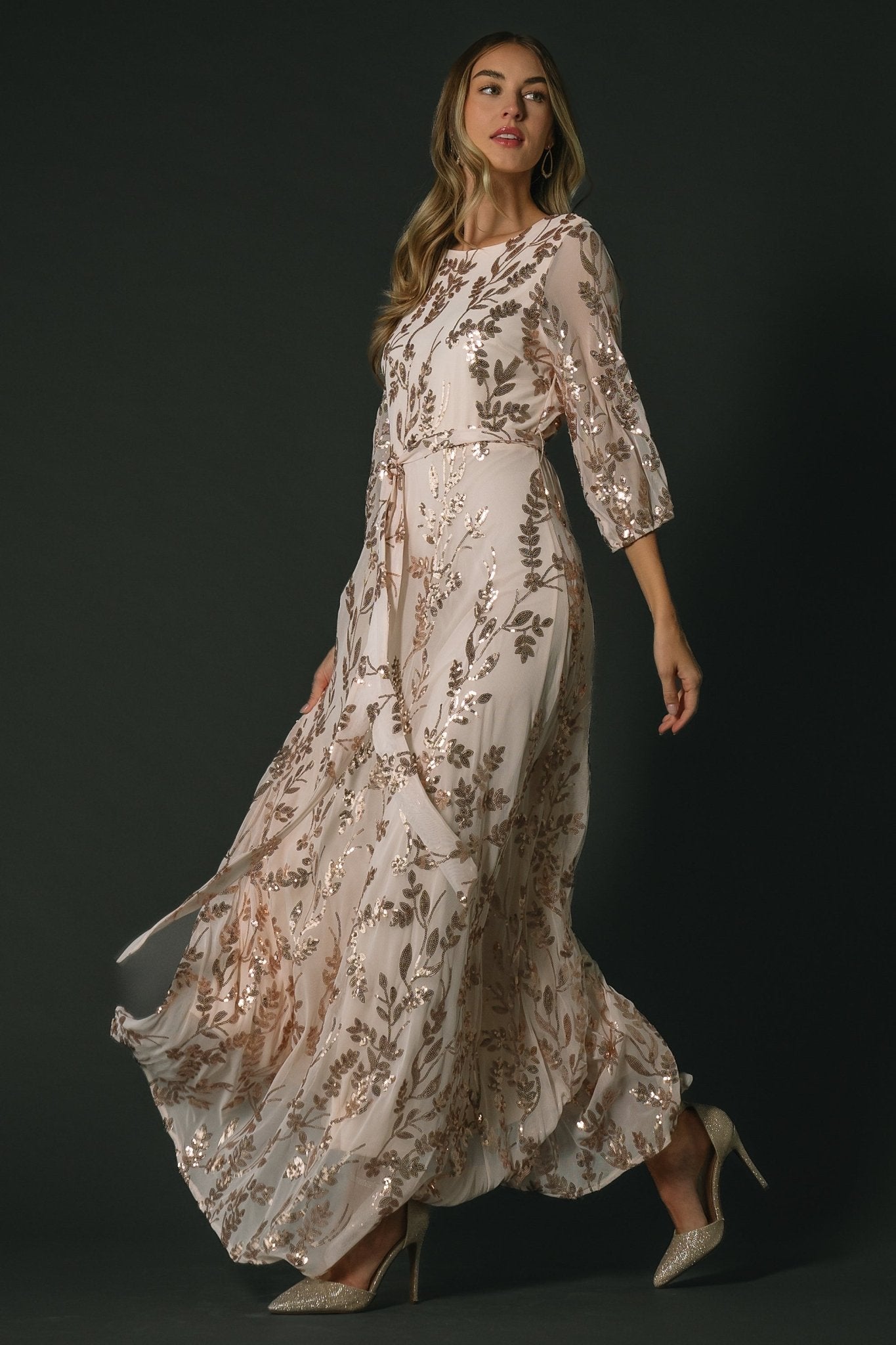 Destiny Sequin Maxi Dress | Rose Gold