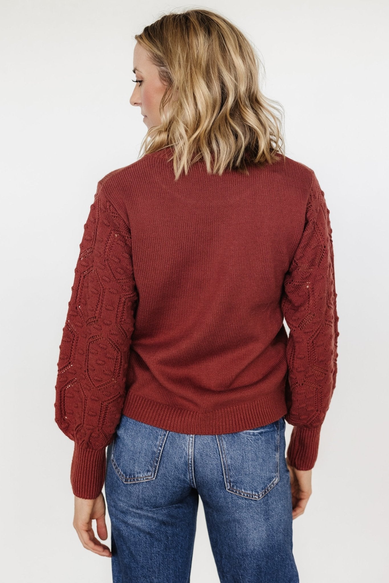 Devri Pointelle Sweater | Rust