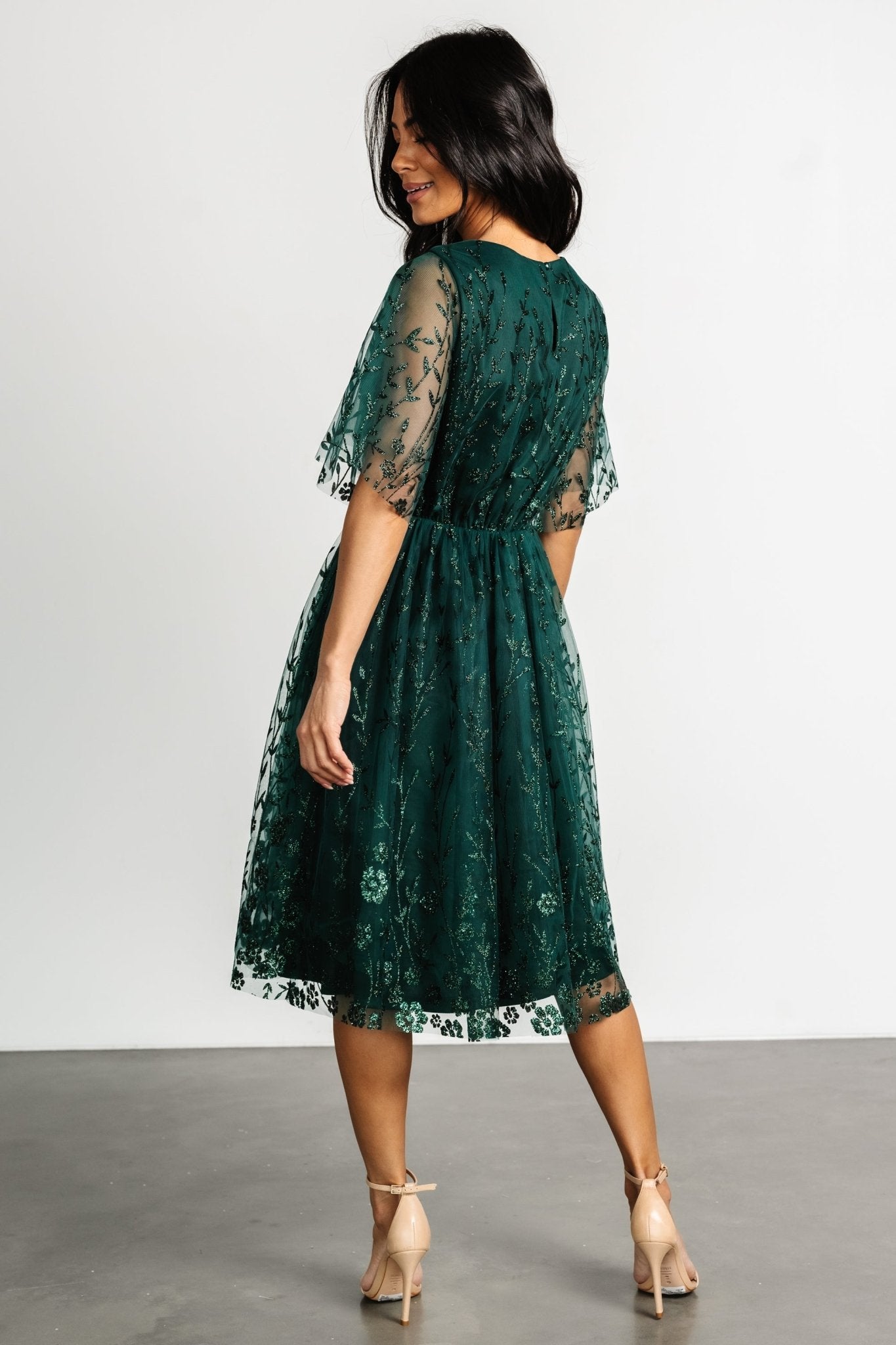 Duchess Tulle Dress | Dark Green Sparkle