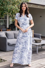 Dulce Wrap Maxi Dress | White + Blue Print