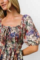 Eden Midi Dress | Black Multi Print