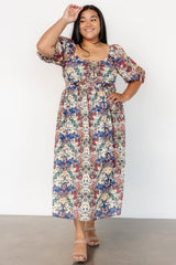 Eden Midi Dress | Black Multi Print