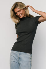 Edie Mock Neck Top | Deep Slate Blue