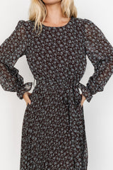 Edith Pleated Dress | Brown + Blue