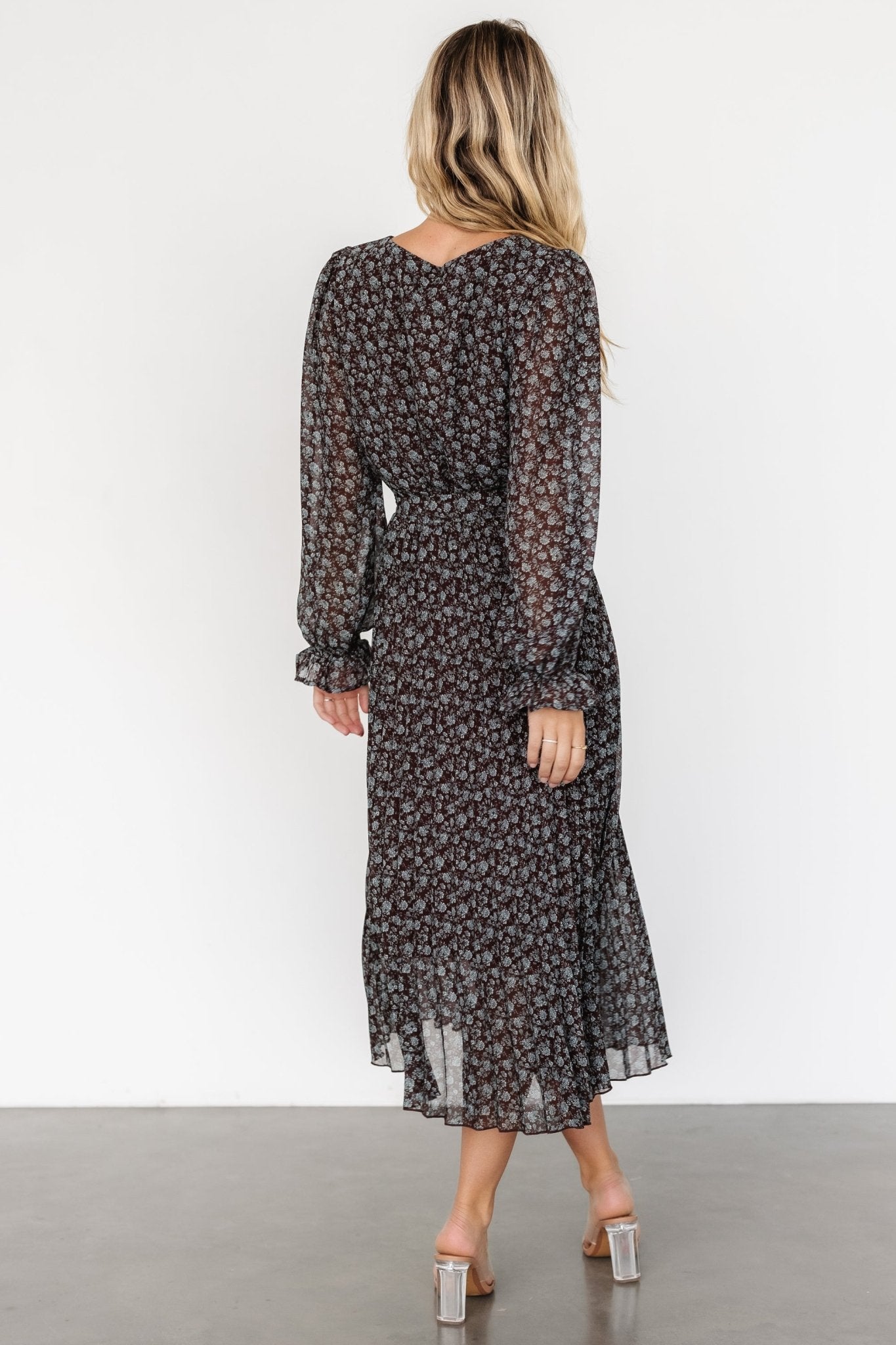 Edith Pleated Dress | Brown + Blue