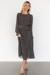 Edith Pleated Dress | Brown + Blue