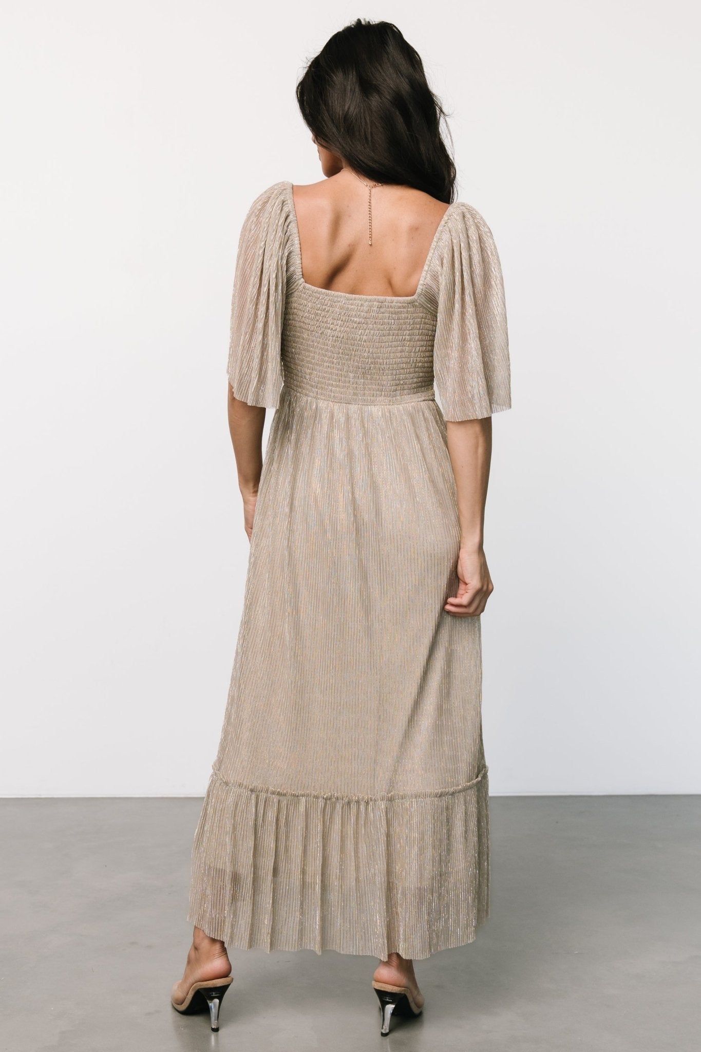 Elea Shimmer Dress | Champagne